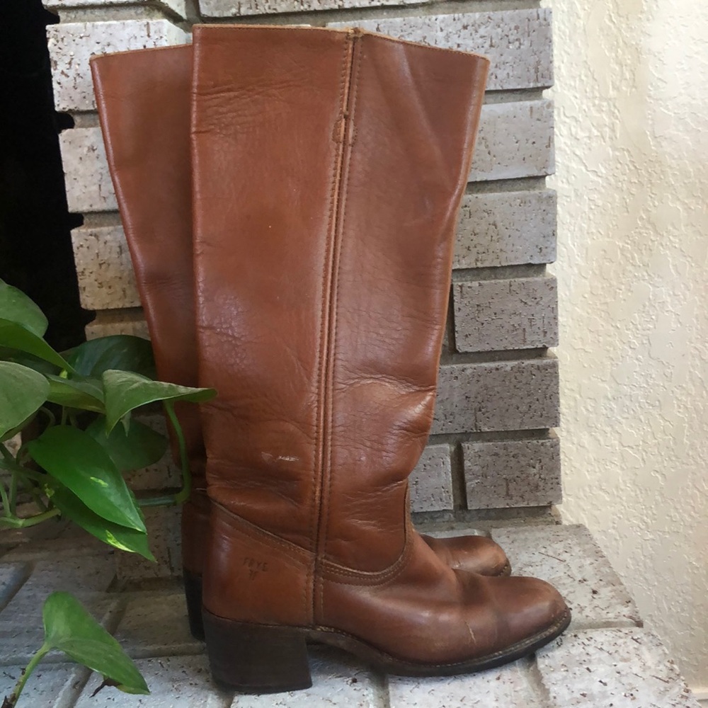 Vintage Frye Campus 14L Cognac Leather Riding Boots Women’s 9 AA